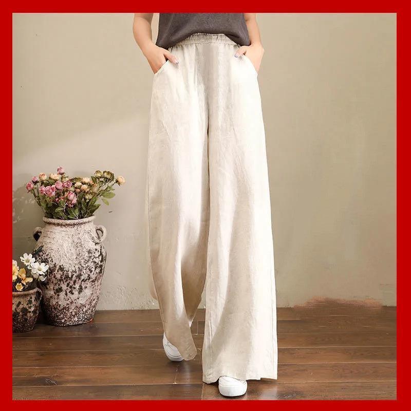 Women’s Linen Wide Leg Pants – Lightweight Summer Trousers