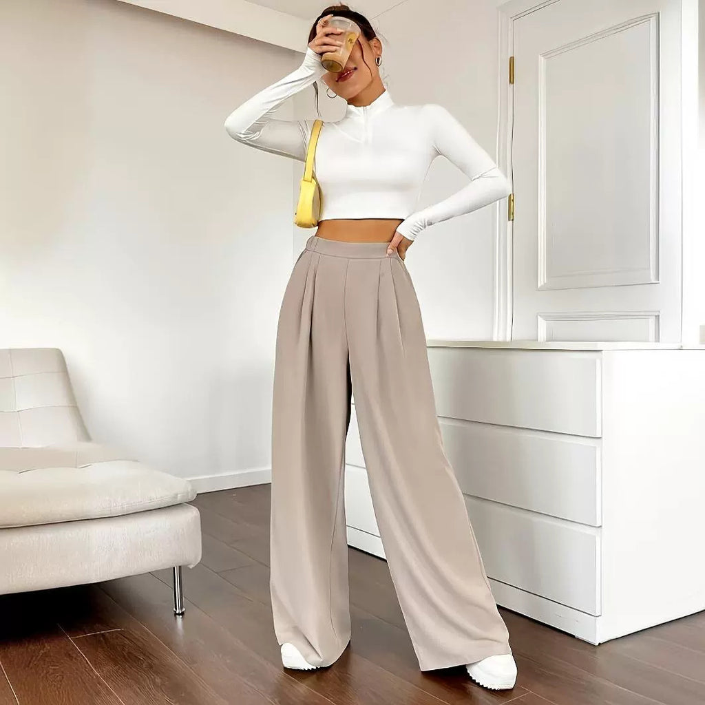 Women’s High Waist Wide Leg Pants – Trendy Loose Fit Trousers